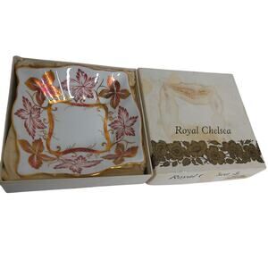 Vintage Royal Chelsea Golden Valley Square Sweets Bone China Dish With Box